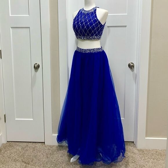 New Beaded & Sequined 2 Piece Ball Gown - Picture 4 of 11